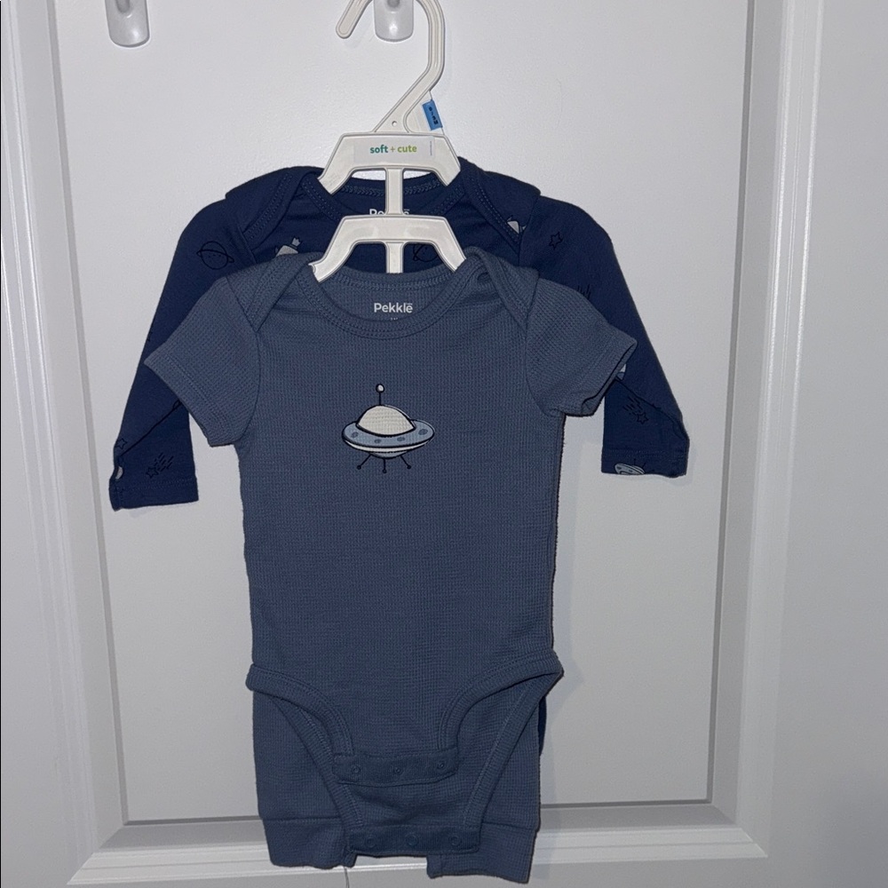 Space Theme Pekkle Navy Blue Kids Bodysuit 4 Piece Set